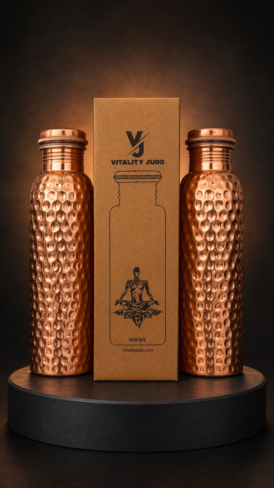 Vitality Judo hammered copper water bottles with 950 ML (32 OZ) packaging